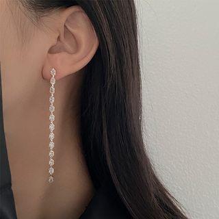 Cz Drop Earring 1 Pair - White & Gold - One Size