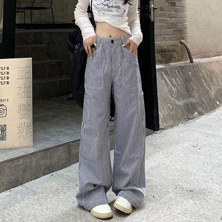 Low Rise Striped Wide Leg Pants