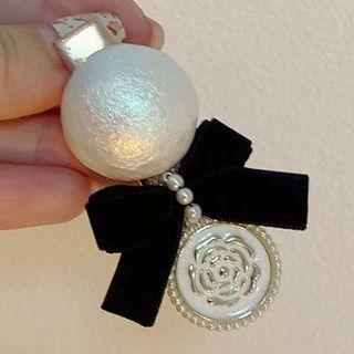 Bow Hair Clip Black Bow - White - One Size