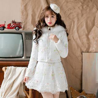 Lace Hem Floral A-line Skirt