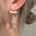 Rhinestone Faux Pearl Drop Earring 1 Pair - S925 Silver Needle - Gold - One Size