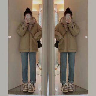 Plain Padded Jacket / Loose Fit Jeans