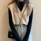 Knit V-neck Vest / Long-sleeve T-shirt