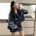 Set: Stitched Cropped Jacket + Mini A-line Skirt