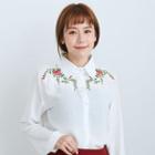 Long Sleeve Rose Embroidered Shirt