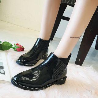 Patent Low Heel Ankle Boots