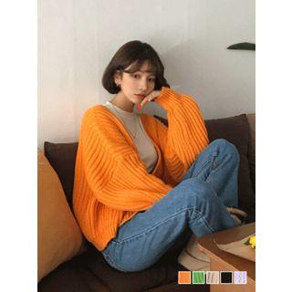 Open-front Oversized Rib-knit Cardigan