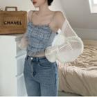 Chain Strap Fringed Camisole Top / Cardigan