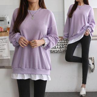 Plain Layered-hem Sweatshirt