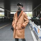 Faux Suede Buttoned Coat