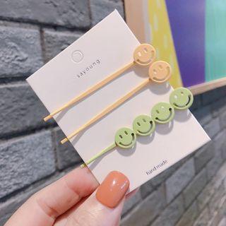 Set Of 3: Alloy Smiley Hair Pin
