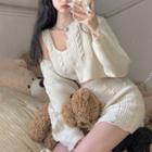 Cable Knit Tank Top / Knit Skirt / Cardigan