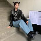Faux-leather Crop Jacket