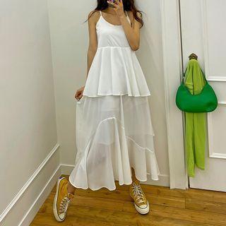 Spaghetti-strap Ruffled Maxi Dress