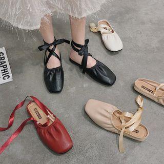 Lace Up Square Toe Mules