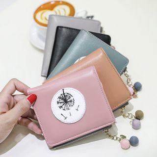 Bobble Trim Applique Zip Wallet