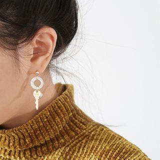 Alloy Key Faux Pearl Dangle Earring 1 Pair - Gold - One Size