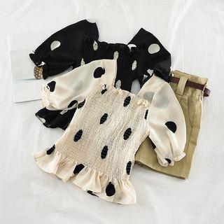 Dotted Square-neck Chiffon Top