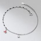 Butterfly Rhinestone Sterling Silver Anklet S925 Silver - Anklet - One Size