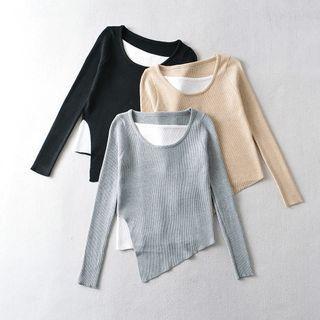 Mock Two-piece Asymmetrical Sweater