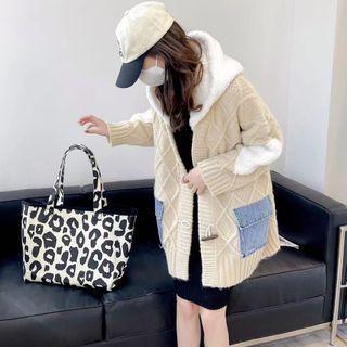 Color Block Panel Hooded Cardigan