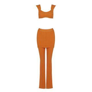 Set: Cropped Camisole Top + Flared Pants