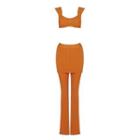 Set: Cropped Camisole Top + Flared Pants