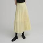 Band-waist Linen Maxi Pleated Skirt