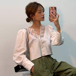 Lace Detail Cropped Shirt