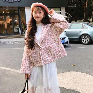 Leopard Single Button Jacket Pink - One Size
