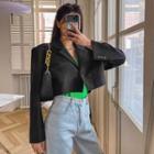 Padded-shoulder Single-button Cropped Blazer