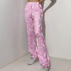 High-waist Floral Print Boot-cut Pants