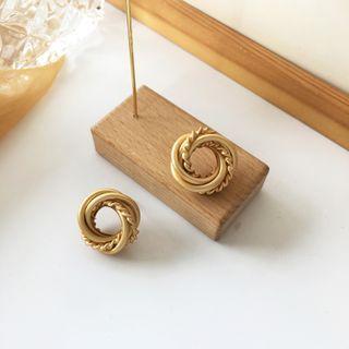 Crinkled Hoop Earring 1 Pair - S925 Silver - Gold - One Size