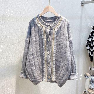 Ruffle Trim Sweater Gray - One Size
