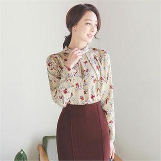 Pleated Silky Floral Top