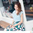 Sleeveless Ruffled Collar Pleated Chiffon Top