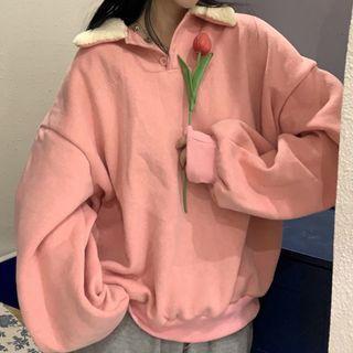 Collar Sweatshirt Pink - One Size