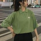 Embroidered Elbow-sleeve Polo Shirt (various Designs)