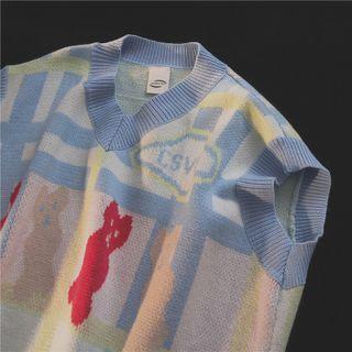 Plaid Sweater Vest Plaid - Blue - One Size