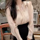 Plain Ruffled Blouse / Pleated Mini Skirt
