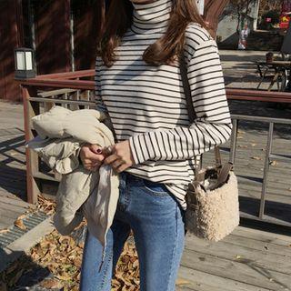 High-neck Textured Stripe Top