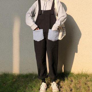 Faux Shearling Panel Jumper Pants
