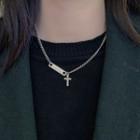 Cross Pendant Alloy Necklace 1pc - Silver - One Size