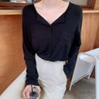 Round-neck Pocket-front Cardigan