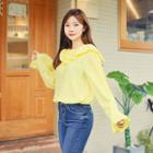 Collared Long-sleeve Tie-front Blouse