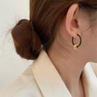 Alloy Hoop Earring 1 Pair - Black & Gold - One Size