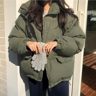 Turtle-neck Pocket-detail Padded Jacket
