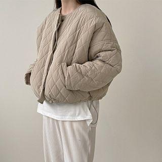 Hidden-button Quilted Jacket