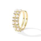 Faux Pearl Rhinestone Layered Ring 1 Pc - Ear Clip - Gold - One Size
