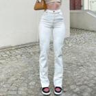 High Waist Straight-fit Slit Jeans